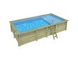ALTANKA - Piscine hors sol en bois AQUA 7 x 3.75 - H.1.45 m avec plage, bleu pâle, cadre en métal - sans dalle - BAS7308OSPU+PLA308 - vignette