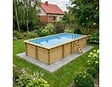 ALTANKA - Piscine hors sol en bois AQUA 7 x 3.75 - H.1.45 m avec plage, bleu pâle, cadre en métal - sans dalle - BAS7308OSPU+PLA308 - vignette