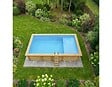 ALTANKA - Piscine hors sol en bois AQUA 7 x 3.75 - H.1.45 m avec plage, bleu pâle, cadre en métal - sans dalle - BAS7308OSPU+PLA308 - vignette