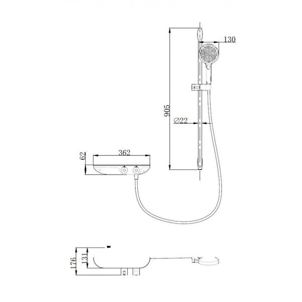 SWISS AQUA TECHNOLOGIES - Swiss Aqua Technologies Ensemble de douche avec douchette 3 jets, mitigeur thermostatique, barre 90.5cm, Chrome/Blanc (SATSSTKPF1) - large