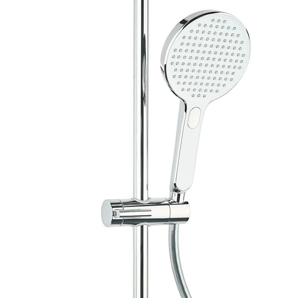 SWISS AQUA TECHNOLOGIES - Swiss Aqua Technologies Ensemble de douche avec douchette 3 jets, mitigeur thermostatique, barre 90.5cm, Chrome/Blanc (SATSSTKPF1) - large