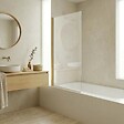 ESSEBAGNO - Pare-Baignoire pivotant verre anticalcaire et aluminium 80 x 140 Or brossé - vignette
