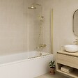 ESSEBAGNO - Pare-Baignoire pivotant verre anticalcaire et aluminium 80 x 140 Or brossé - vignette
