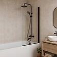 ESSEBAGNO - Pare-Baignoire pivotant verre anticalcaire et aluminium 80 x 140 Noir - vignette