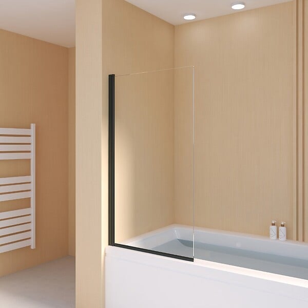 ESSEBAGNO - Pare-Baignoire pivotant verre anticalcaire et aluminium 80 x 140 Noir - large