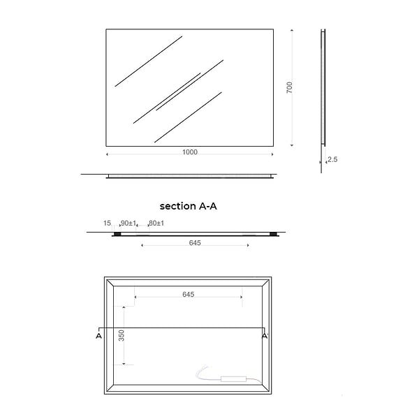 KIAMAMI VALENTINA - Mirror Avec Éclairage Périmétral Led 100X70 Cm - large