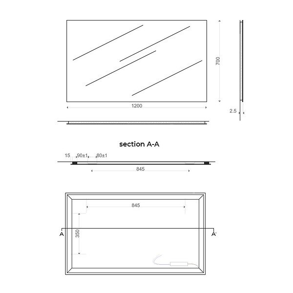 KIAMAMI VALENTINA - Miroir De Salle De Bain 120X70 Cm Avec Rétro-Éclairage À Leds - large