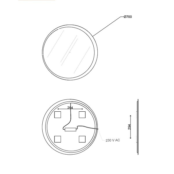 KIAMAMI VALENTINA - Miroir Rond Pour Salle De Bain Avec Diamètre Cm 70 Retroéclairé À Led Moderne - large