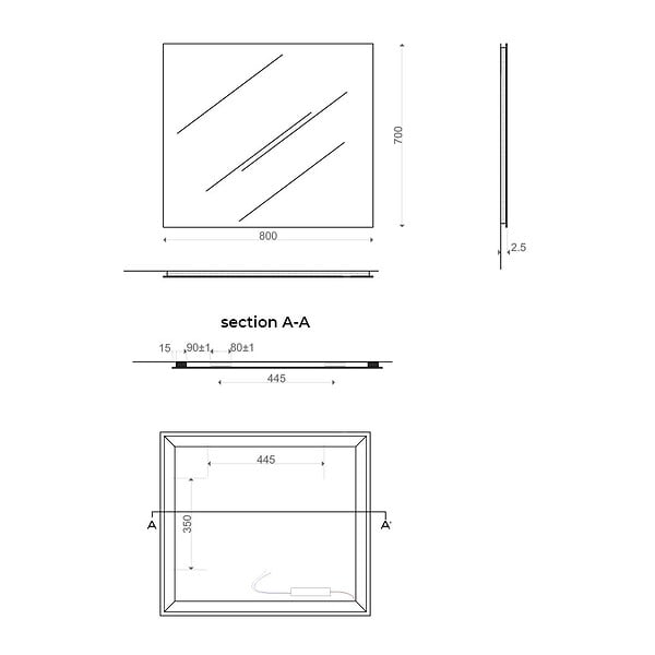 KIAMAMI VALENTINA - Miroir De Salle De Bain 80X70 Cm Avec Rétro-Éclairage À Leds - large