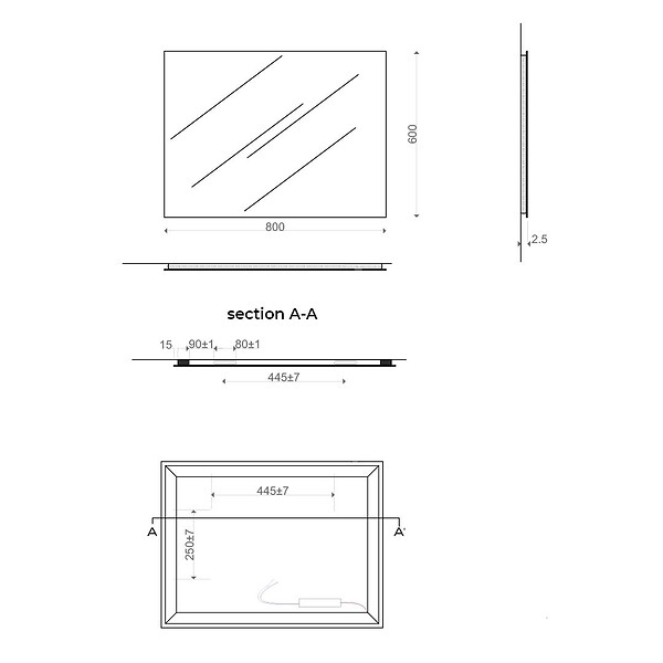 KIAMAMI VALENTINA - Miroir De Salle De Bains 60X80 Cm Avec Éclairage Perimétrique Led - large