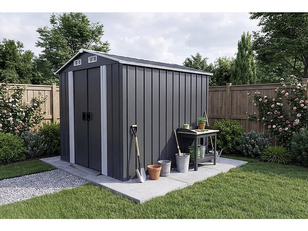 HABITAT ET JARDIN - Abri de jardin métal avec portes coulissantes "Boston" - 4.12 m² - Gris - large