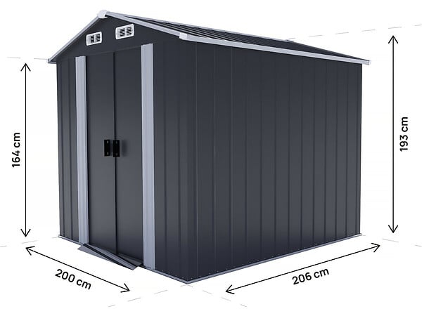 HABITAT ET JARDIN - Abri de jardin métal avec portes coulissantes "Boston" - 4.12 m² - Gris - large