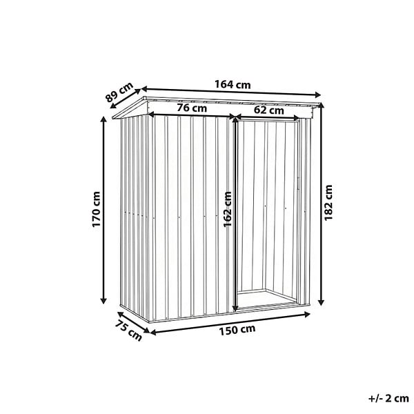 BELIANI - Abri de jardin AISONE 150 cm 89 cm Gris graphite - large