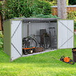 ID MARKET - Abri de jardin en métal vert olive verrouillable multi-rangement pour stockage vélos, outils, poubelles - vignette