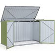 ID MARKET - Abri de jardin en métal vert olive verrouillable multi-rangement pour stockage vélos, outils, poubelles - vignette