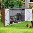 ID MARKET - Abri de jardin en métal effet bois verrouillable multi-rangement pour stockage vélos, outils, poubelles - vignette