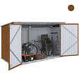ID MARKET - Abri de jardin en métal effet bois verrouillable multi-rangement pour stockage vélos, outils, poubelles - vignette