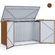 ID MARKET - Abri de jardin en métal effet bois verrouillable multi-rangement pour stockage vélos, outils, poubelles - vignette