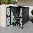 ID MARKET - Abri de jardin adossé 3 m² gris en acier galvanisé avec base double porte latérale - vignette