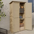 ID MARKET - Armoire de jardin en bois 90 x 50 x 160 cm avec toit incliné double porte et étagères - vignette
