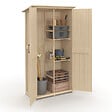 ID MARKET - Armoire de jardin en bois 90 x 50 x 160 cm avec toit incliné double porte et étagères - vignette