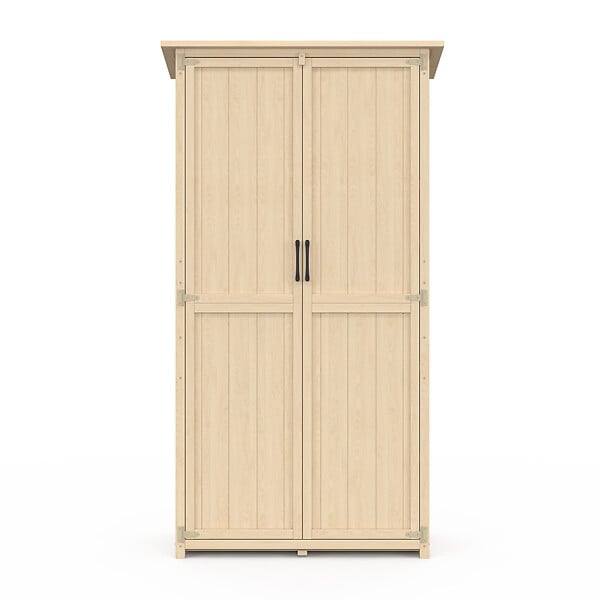 ID MARKET - Armoire de jardin en bois 90 x 50 x 160 cm avec toit incliné double porte et étagères - large