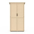 ID MARKET - Armoire de jardin en bois 90 x 50 x 160 cm avec toit incliné double porte et étagères - vignette