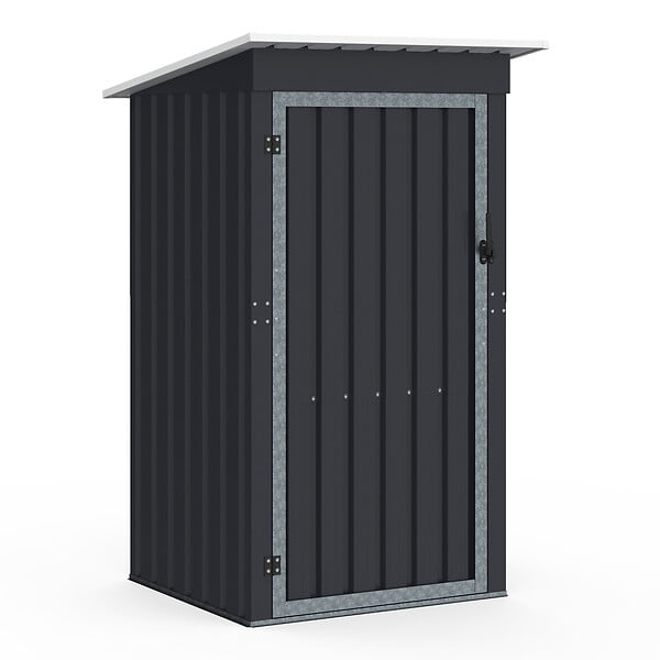 ID MARKET - Abri de jardin gris en acier galvanisé 100 x 95 x 160 cm avec toit incliné 1 porte - large