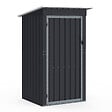 ID MARKET - Abri de jardin gris en acier galvanisé 100 x 95 x 160 cm avec toit incliné 1 porte - vignette
