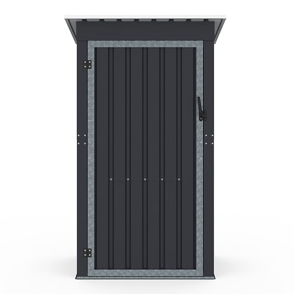 ID MARKET - Abri de jardin gris en acier galvanisé 100 x 95 x 160 cm avec toit incliné 1 porte - large