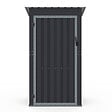 ID MARKET - Abri de jardin gris en acier galvanisé 100 x 95 x 160 cm avec toit incliné 1 porte - vignette