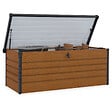 ID MARKET - Coffre de rangement métal verrouillable effet bois et gris pour jardin 600L 165x70x63 cm - vignette