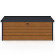 ID MARKET - Coffre de rangement métal verrouillable effet bois et gris pour jardin 600L 165x70x63 cm - vignette