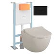 VITRA - Pack WC suspendu VitrA Sento lin mat + bâti autoportant V-Fix Core + Plaque Round noir - vignette
