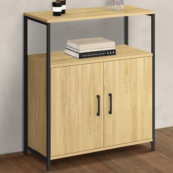 ID MARKET - Buffet d'appoint 1 niche et 2 portes 70 cm DETROIT design industriel - large