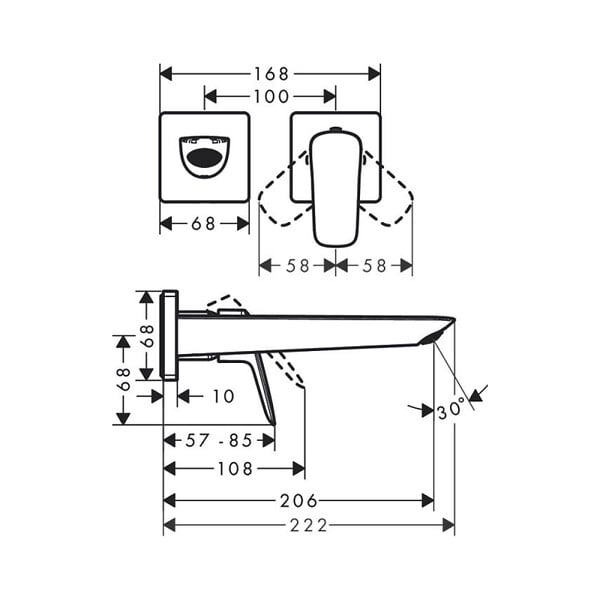 HANSGROHE - Logis mitigeur de lavabo � levier, � encastrer, vendu sans corps d'encastrement, chrome (71256000) - large