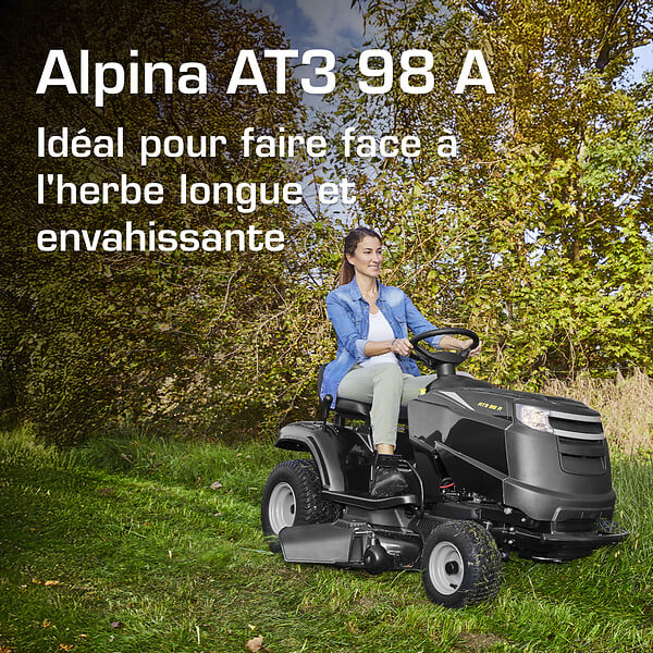 ALPINA - Tondeuse autoportée thermique AT3 98 A - L.98cm - 352cm³ - large
