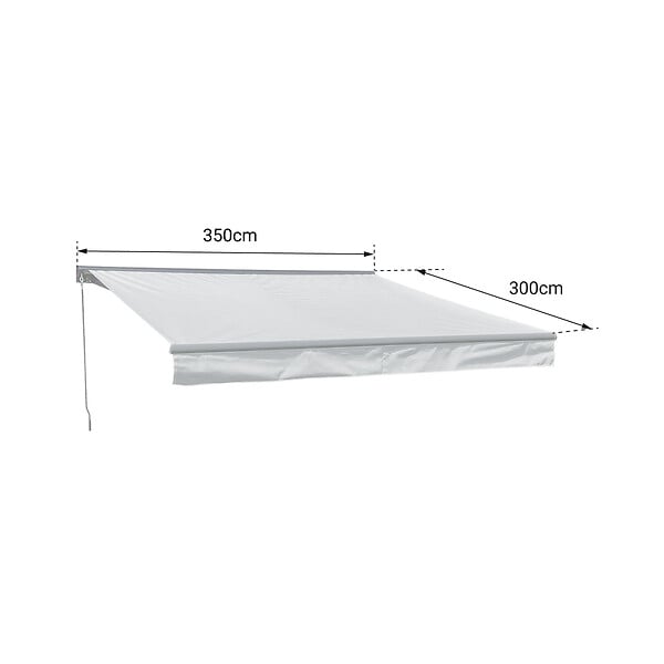 HAPPY GARDEN - Store banne SAULE 3,5 × 3m avec semi-coffre - Toile grise et structure grise - large