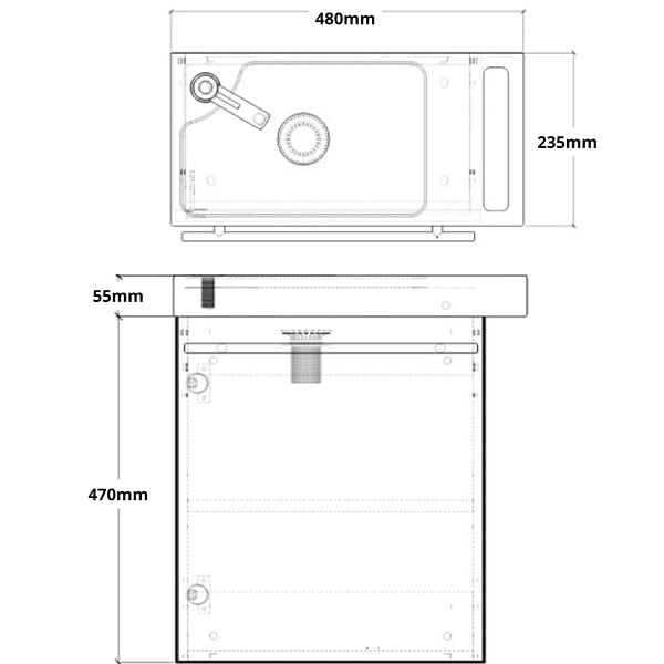 GODART - Meuble gris anthracite Solo avec lave-mains et porte serviette intégré pour Robinet à gauche - Poignée noire - large