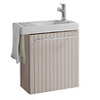 GODART - Pack lave-mains Beige cachemire strié avec porte serviette - Mitigeur à droite - L.48 X H. 52.5 cm - Houston - vignette