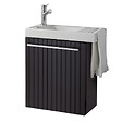 GODART - Pack lave-mains noir mat strié avec porte serviette - robinetterie eau froide à gauche - L.48 X H. 52.5 cm - Houston - vignette