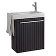 GODART - Pack lave-mains Noir mat strié avec porte serviette - Robinetterie eau froide à droite - L.48 X H. 52.5 cm - Houston - vignette