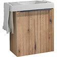 GODART - Meuble Strié Bois Solo avec lave-mains et porte serviette intégré pour Robinet à droite - poignée noire - vignette