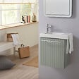 GODART - Pack lave-mains Vert mat strié avec porte serviette - robinetterie eau froide à gauche - L.48 X H. 52.5 cm - Houston - vignette