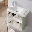 GODART - Pack lave-mains Vert mat strié avec porte serviette - robinetterie eau froide à gauche - L.48 X H. 52.5 cm - Houston - vignette