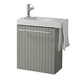 GODART - Pack lave-mains Vert mat strié avec porte serviette - robinetterie eau froide à gauche - L.48 X H. 52.5 cm - Houston - vignette