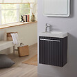 GODART - Pack lave-mains Noir mat Strié - Robinetterie Eau froide à gauche - L.42.5 X H. 52.5 cm - Hamac 2 - vignette