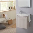 GODART - Pack lave-mains Beige cachemire strié avec porte serviette - mitigeur à gauche - L.48 X H. 52.5 cm - Houston - vignette