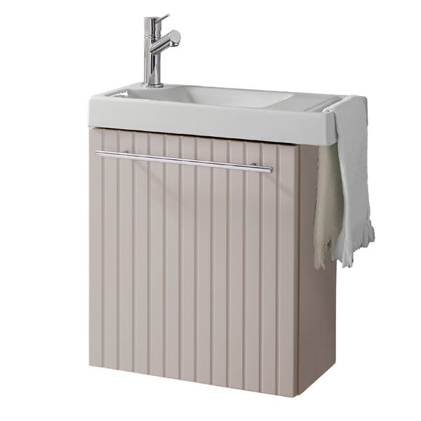GODART - Pack lave-mains Beige cachemire strié avec porte serviette - mitigeur à gauche - L.48 X H. 52.5 cm - Houston - large