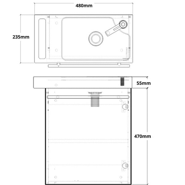 GODART - Meuble gris anthracite Solo avec lave-mains et porte serviette intégré pour Robinet à droite - Poignée noire - large